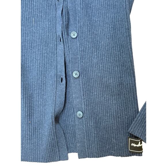 (L) NWT Madhappy Women's Pre Fall Ribbed Long Sleeve Cardigan Navy - Picture 5 of 6